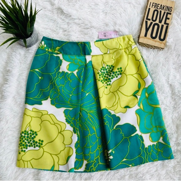 Ann Taylor Petites Flower Pattern Front Pleated Skirt - Picture 1 of 5